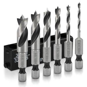 Quick Change HSS Hex Shank Stubby Brad Point Drill Bit Set